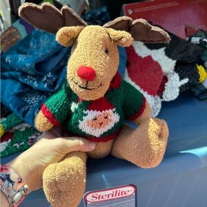 Brown and Red Holiday Decor Reindeer Plush